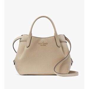 KATE SPADE Dumpling Satchel Leather Shoulder Crossbody Hobo Bag Cream Light Sand